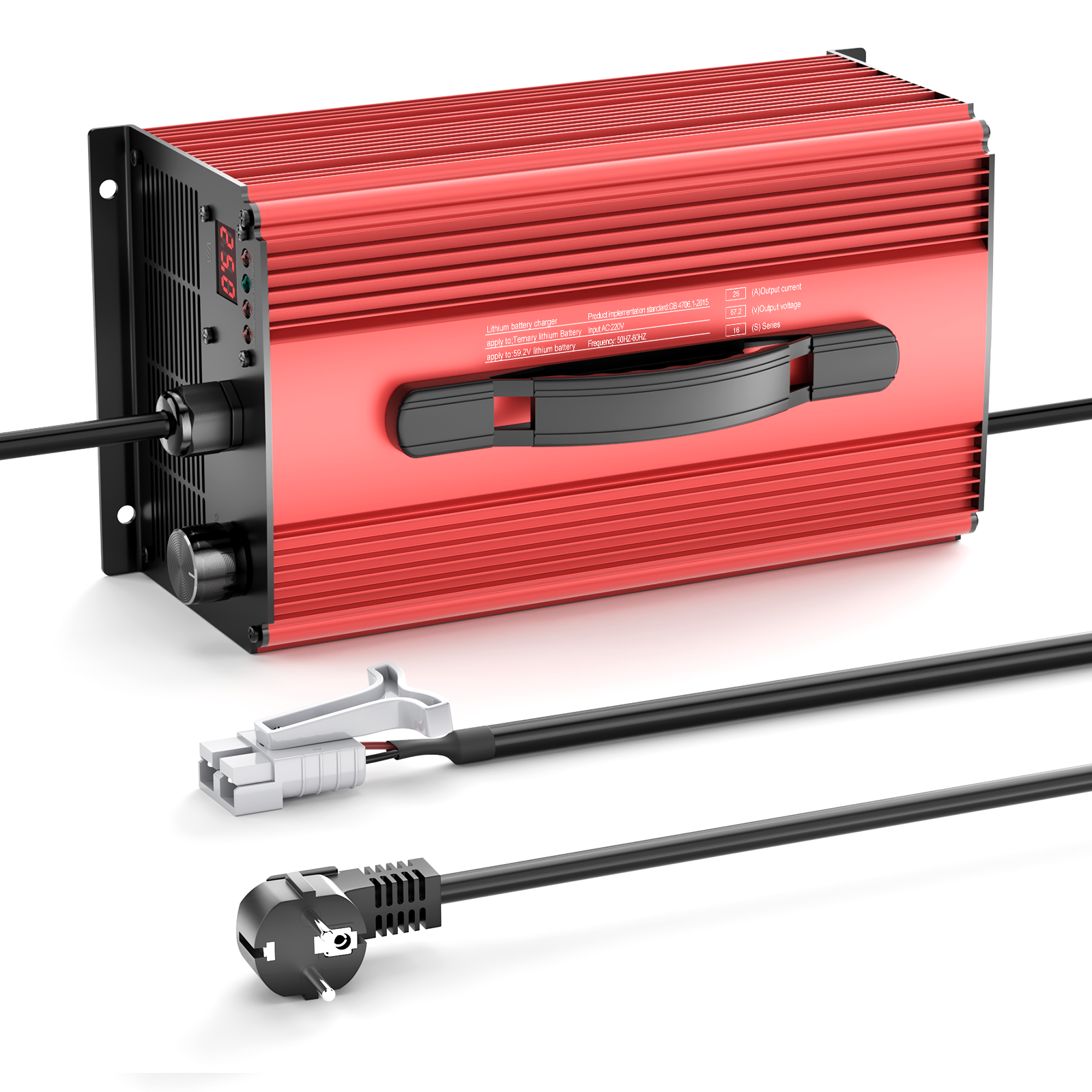 NOEIFEVO 84V 25A nabíječka lithium baterií pro 74V (72V) 20S lithium-lithiové-iontové LiPo baterie, LCD displej, nastavitelný proud, nabíječka pro elektrokolo, skútr, elektrický motocykl