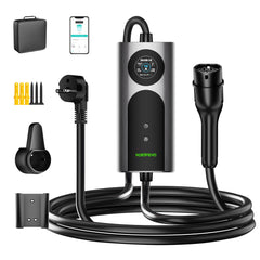 NOEIFEVO CY01 Type 2 câble de recharge Schuko 220V, 3,7kW Wallbox mobile avec APP, câble de charge monophasé 6–16A pour tous les VE (IEC 62196-2) & PHEV