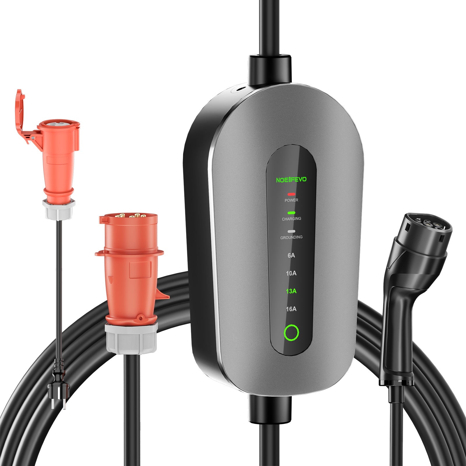 NOEIFEVO F095-3 Typ 2 Zu CEE16A EV Ladekabel für Elektrofahrzeug , 11KW Wallbox 6A bis 16A einstellbarer Strom, 3m/5m/10m