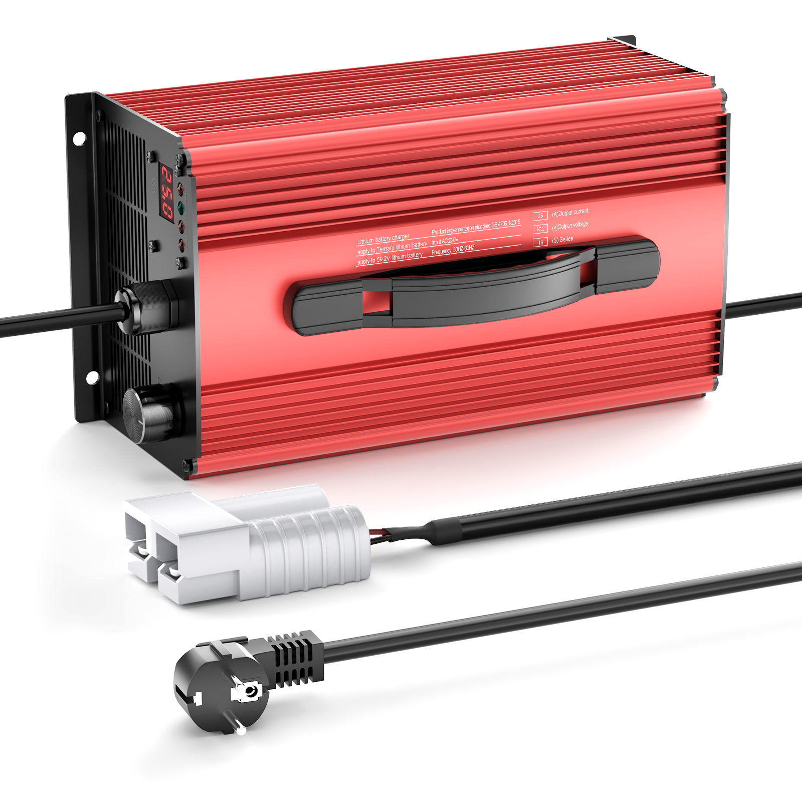 NOEIFEVO 84V 25A nabíječka lithium baterií pro 74V (72V) 20S lithium-lithiové-iontové LiPo baterie, LCD displej, nastavitelný proud, nabíječka pro elektrokolo, skútr, elektrický motocykl
