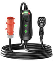Noeifevo Type 2 Mobiele EV Wallbox, 11KW 3-fase CEE16A Instelbare Laadvermogen EV Lader, 5m/10m/15m EV Oplaadkabel voor Model Y/3, ID.3/4/5, MG4, EX30, e-up, e-tron, Zoe en andere EV's.
