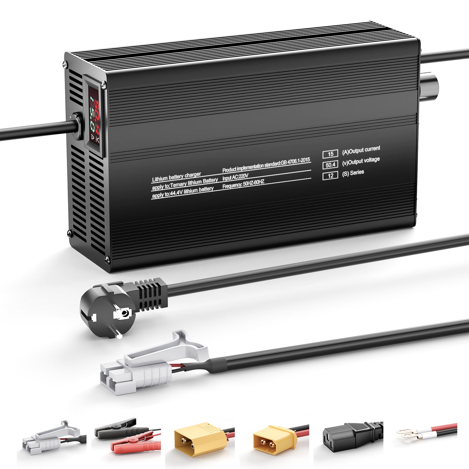 NOEIFEVO 44,4 V 12S lithium au batterie de Chargeur   , tension de sortie 50,4 V, réglage du courant 1-15 A, charge lente et charge rapide (MLC1300)