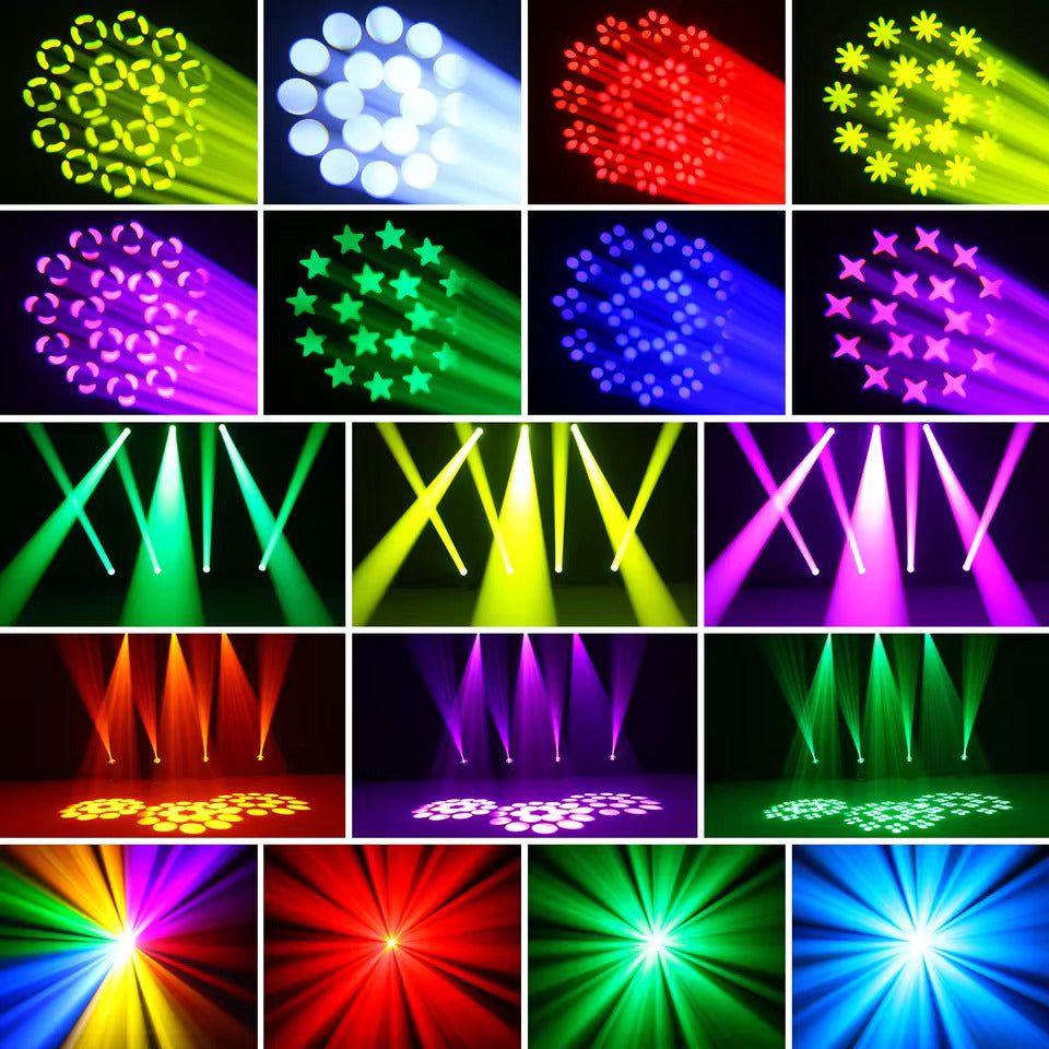 200W LED beam-rörligt huvud, strålkastare med 18 prismor och färgprojektor för scenbelysning, effektprojektor för barer, födelsedagsfester, klubbar, KTV, konserter och teatrar
