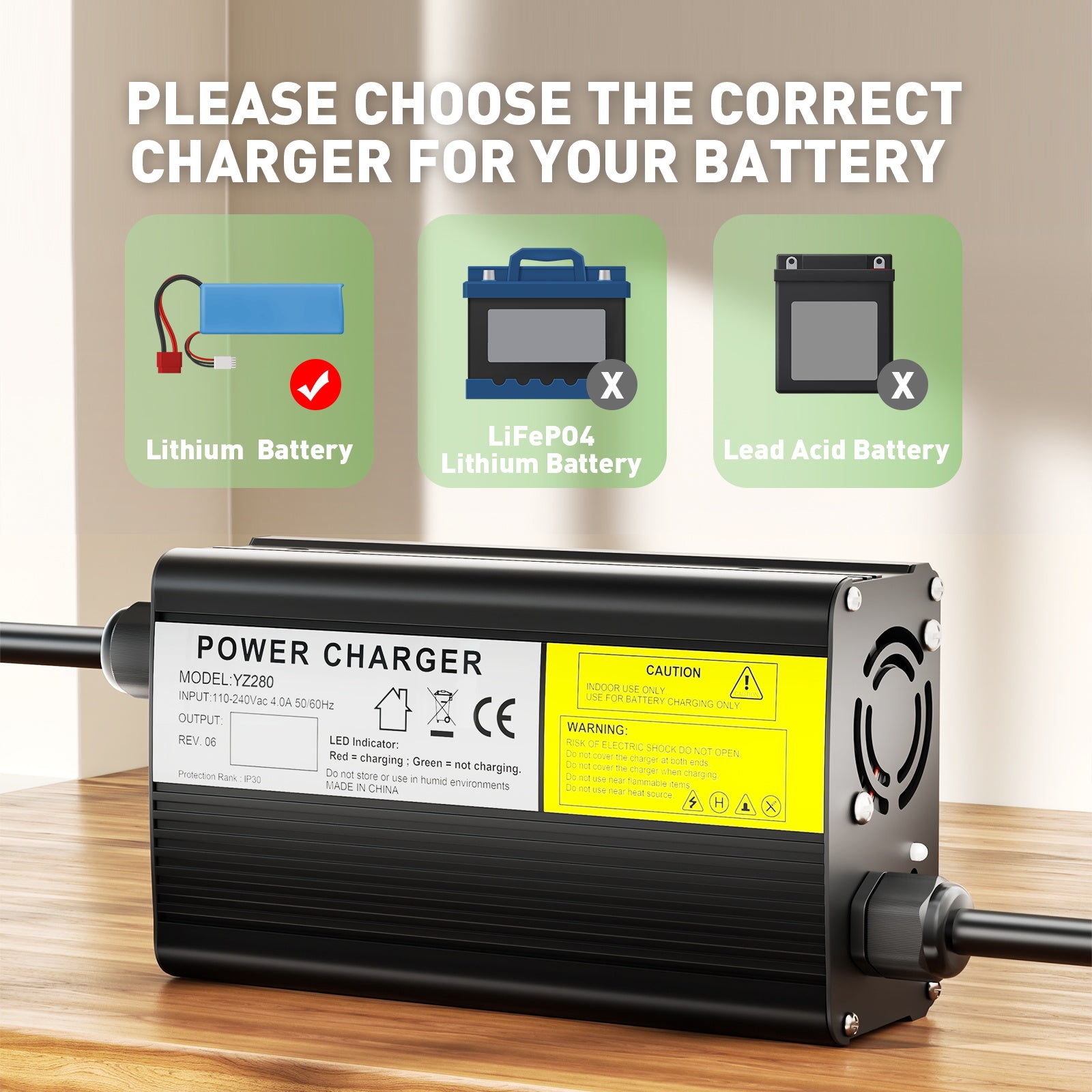 NOEIFEVO 4.2V 12A Lithium-Batterieladegerät für 3.7V 1S Lithium  Batterie, E-Bike Roller Elektrisches Gerät Motorrad Ladegerät.