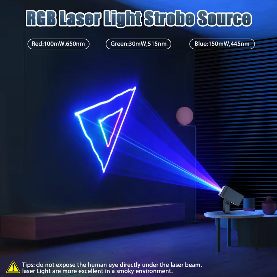 Laser projecteur de scène à balayage laser RGB avec effets de faisceau, éclairage intérieur LED pour scène – idéal pour DJs, discothèques, fêtes d'anniversaire et mariages. Prend en charge DMX512 et fonctionnement activé par le son