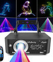 DJ Discolicht Partylicht, 3D RGB Animation Disco Licht mit Fernbedienung, Party Lichter mit DMX, Musik Sound Activated Beam Effekt Bühnenlicht für Party Festival Club Bühne Beleuchtung Show