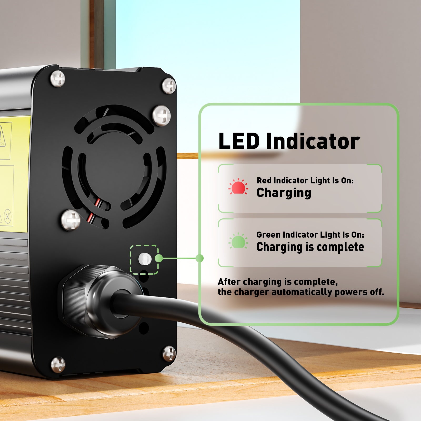 NOEIFEVO 8.4V 12A Chargeur de batterie lithium pour batterie lithium 7.4V 2S, chargeur pour E-Bike, scooter, appareil électrique, moto.