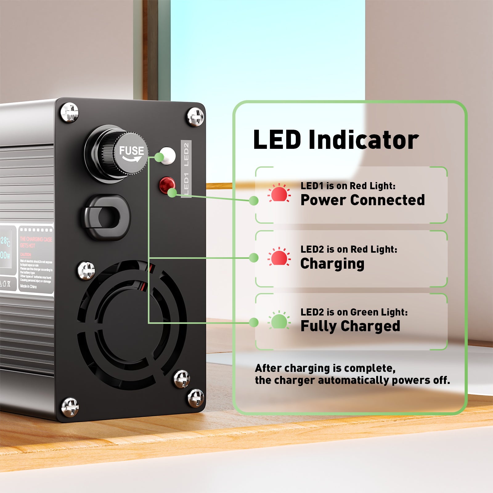 NOEIFEVO 12,6V 5A Lithium-oplader voor 3S 11,1V Li-Ion Lipo-batterijen, met LCD-scherm, koelfan, automatische uitschakeling