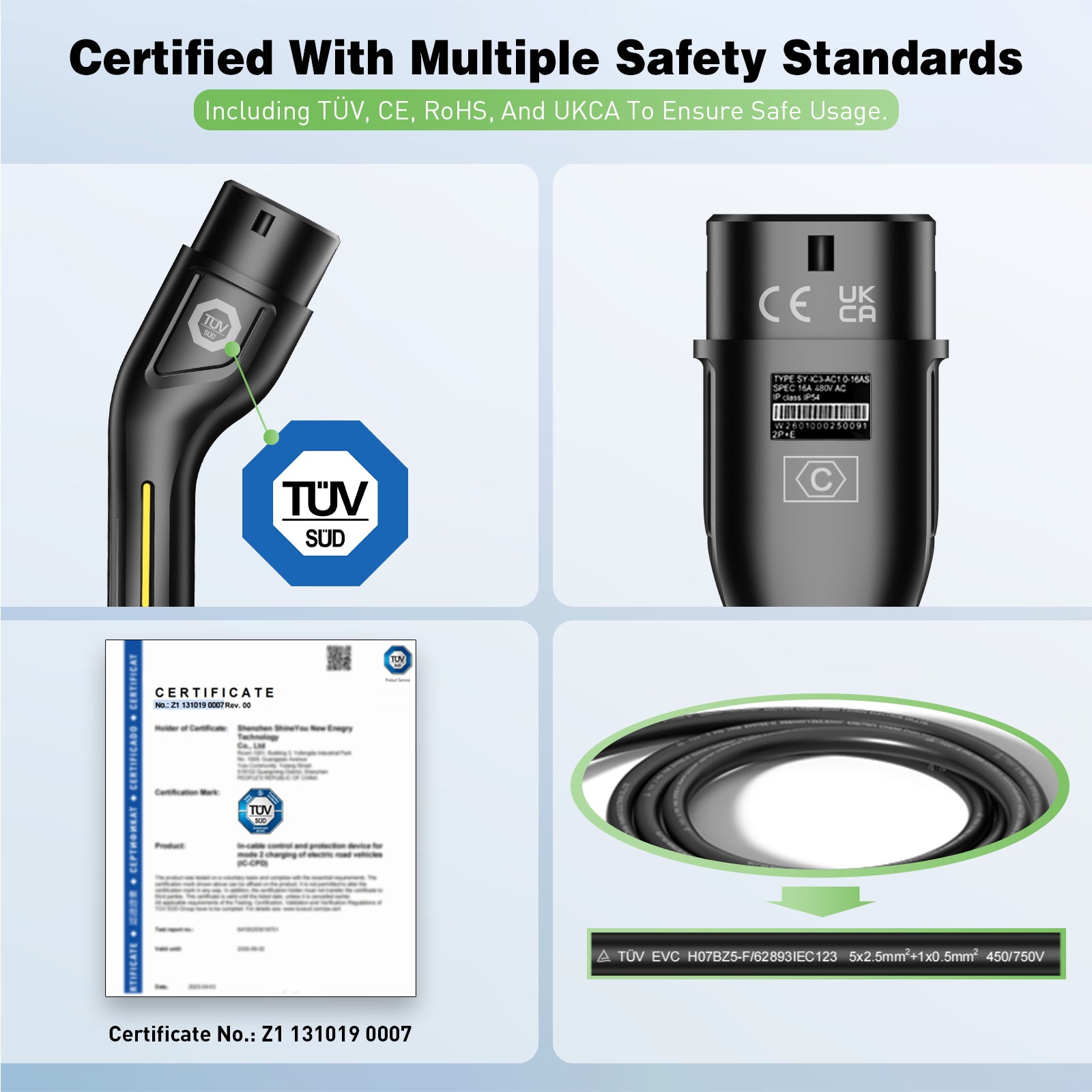 NOEIFEVO Wallbox mobile 11kW avec appli [5m/10m | triphasé | 6–16 A], câble de recharge pour voiture CEE-16A 400V vers Type 2 avec puissance de charge réglable, chargeur EV pour ID.3/4/5/7, IX1, Model 3/Y et autres BEV/PHEV