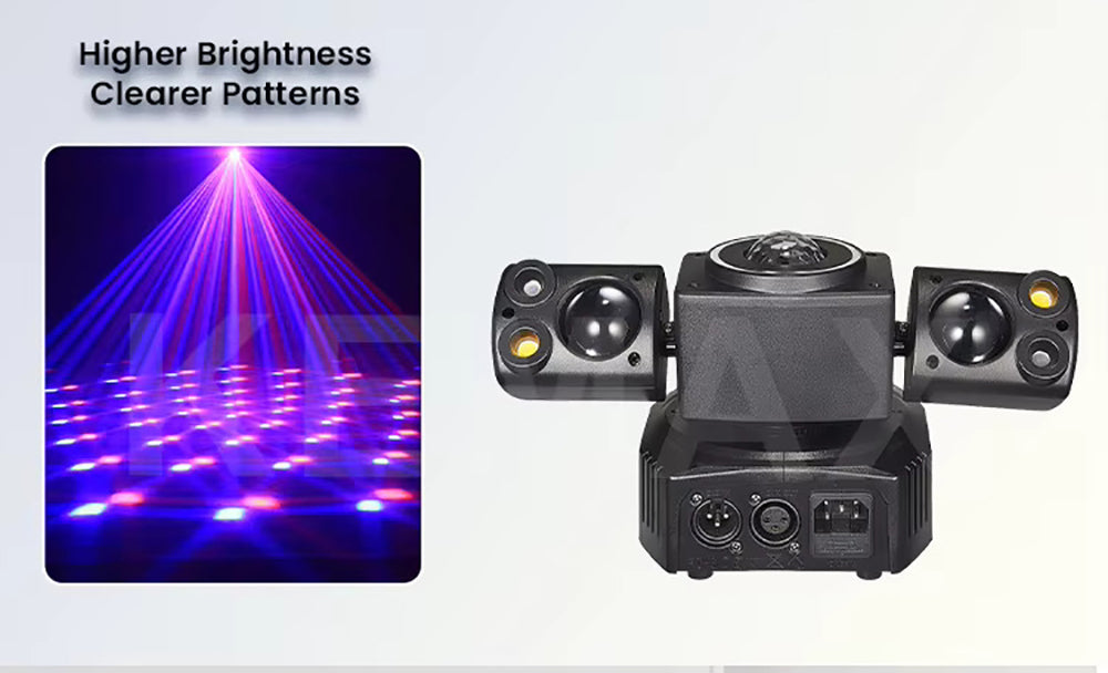 60W Moving Head Partylicht, 2-Arm RGBW Beam Disco-Partylicht mit Fernbedienung, DMX512 Bühneneffekt DJ-Licht für Veranstaltungen, Club, Weihnachten