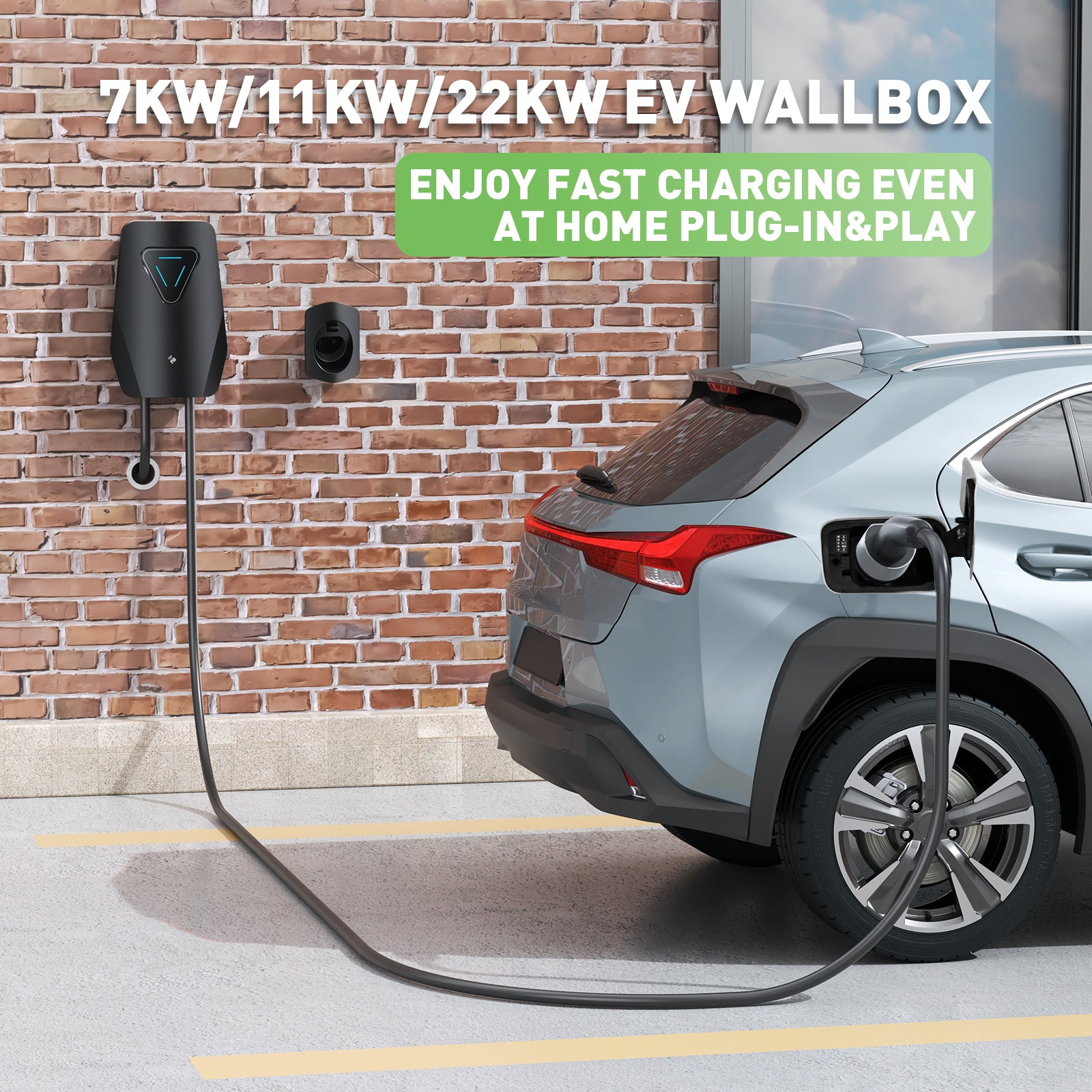 Noeifevo Q5 7KW 11KW 22KW EV Wallbox Charging Station, câble de charge étanche de 5M