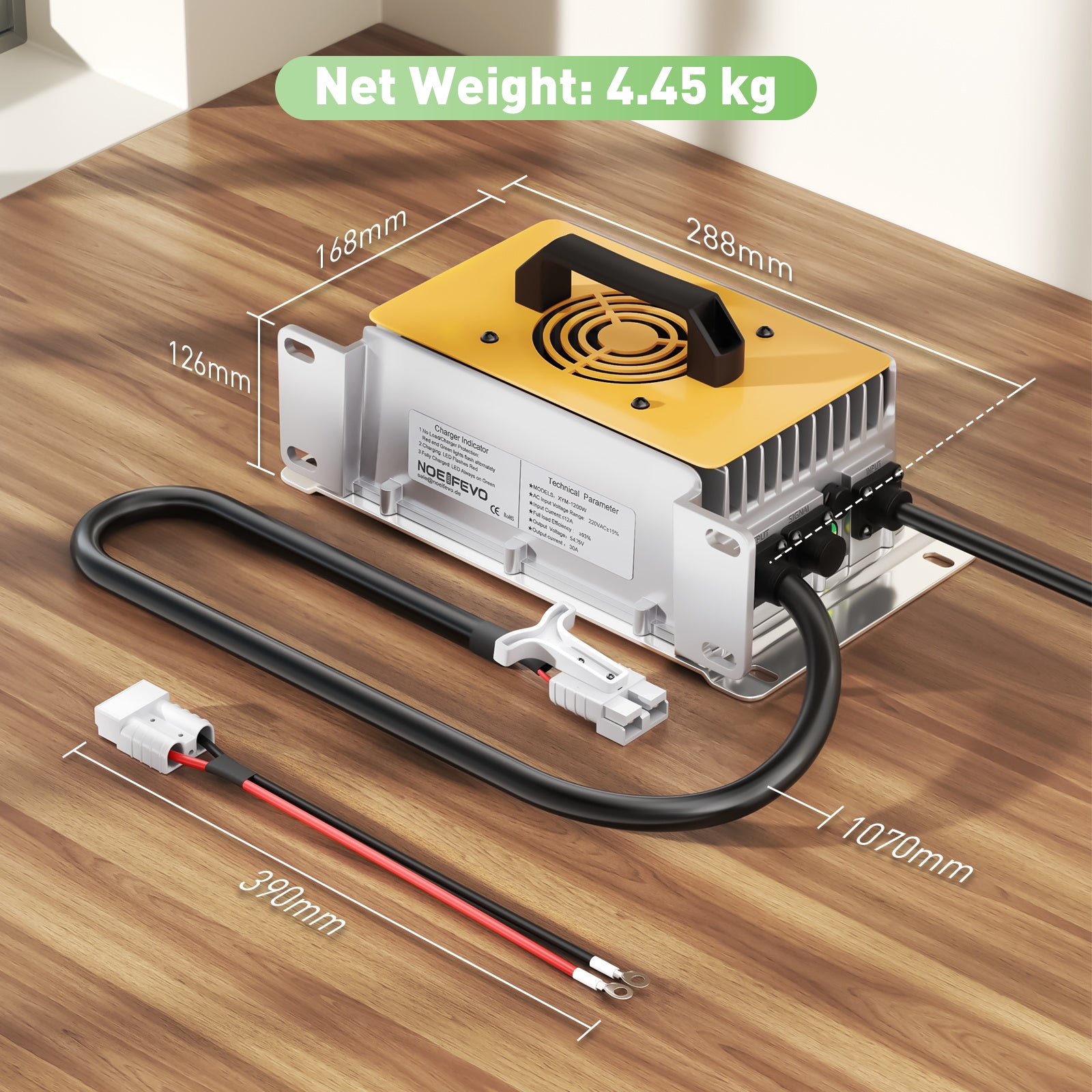 NOEIFEVO 54.75V 30A LiFePO4 Caricabatterie per batteria LiFePO4 48V 15S, impermeabile
​