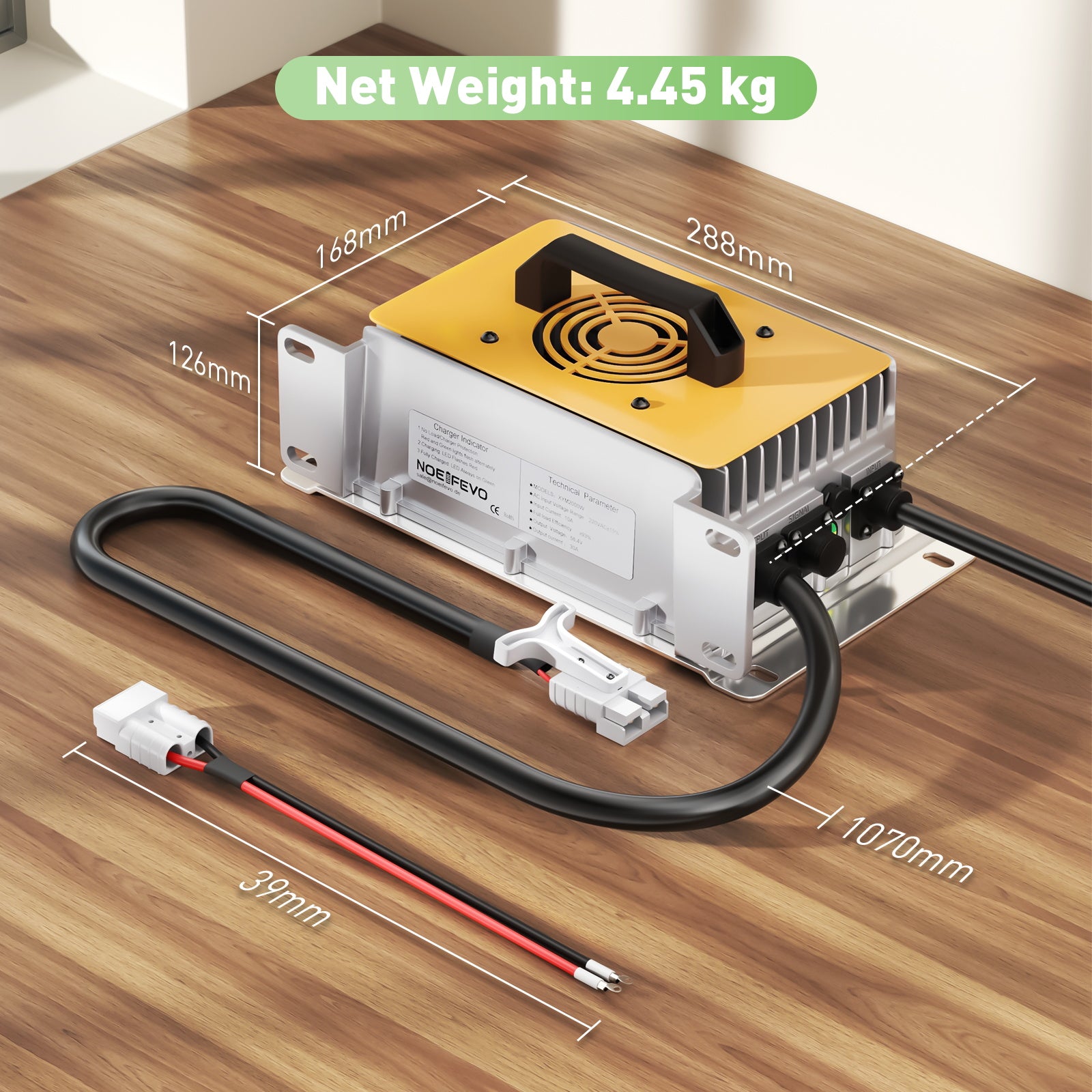 NOEIFEVO 58.4V 30A LiFePO4 Cargador de batería para 51.2V(48V) 16S LiFePO4 Batería, Impermeable, 0V BMS Habilitado