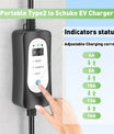 Chargeur EV portable Type2 3.7KW 16A,Type1  câble de charge EV mobile de 5 mètres avec prise Schuko