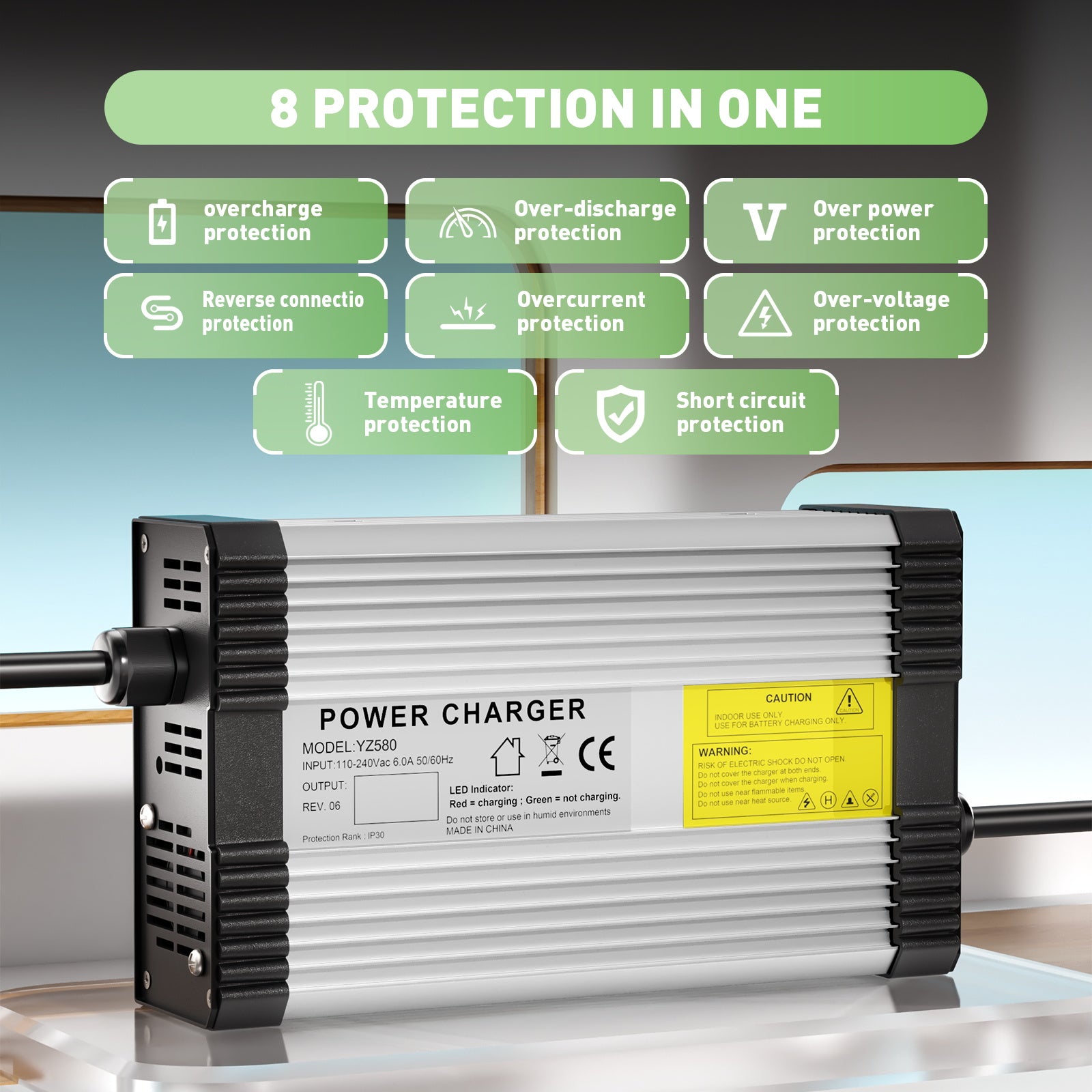 NOEIFEVO 67.2V 5A Caricabatterie per batteria al litio per batterie 16S 59.2V 60V, con ventola di raffreddamento, spegnimento automatico.