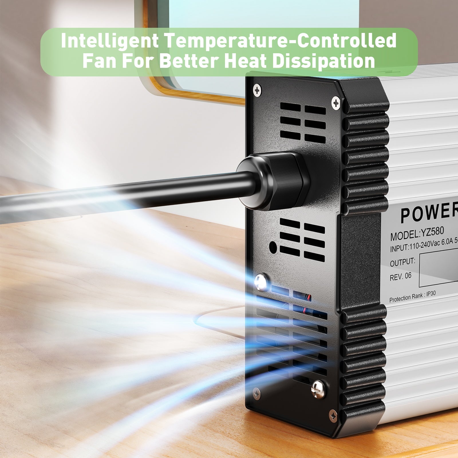 NOEIFEVO 41.1V-44.1V 9A Caricabatterie per batteria al piombo-acido da 36V, con ventola di raffreddamento e spegnimento automatico.