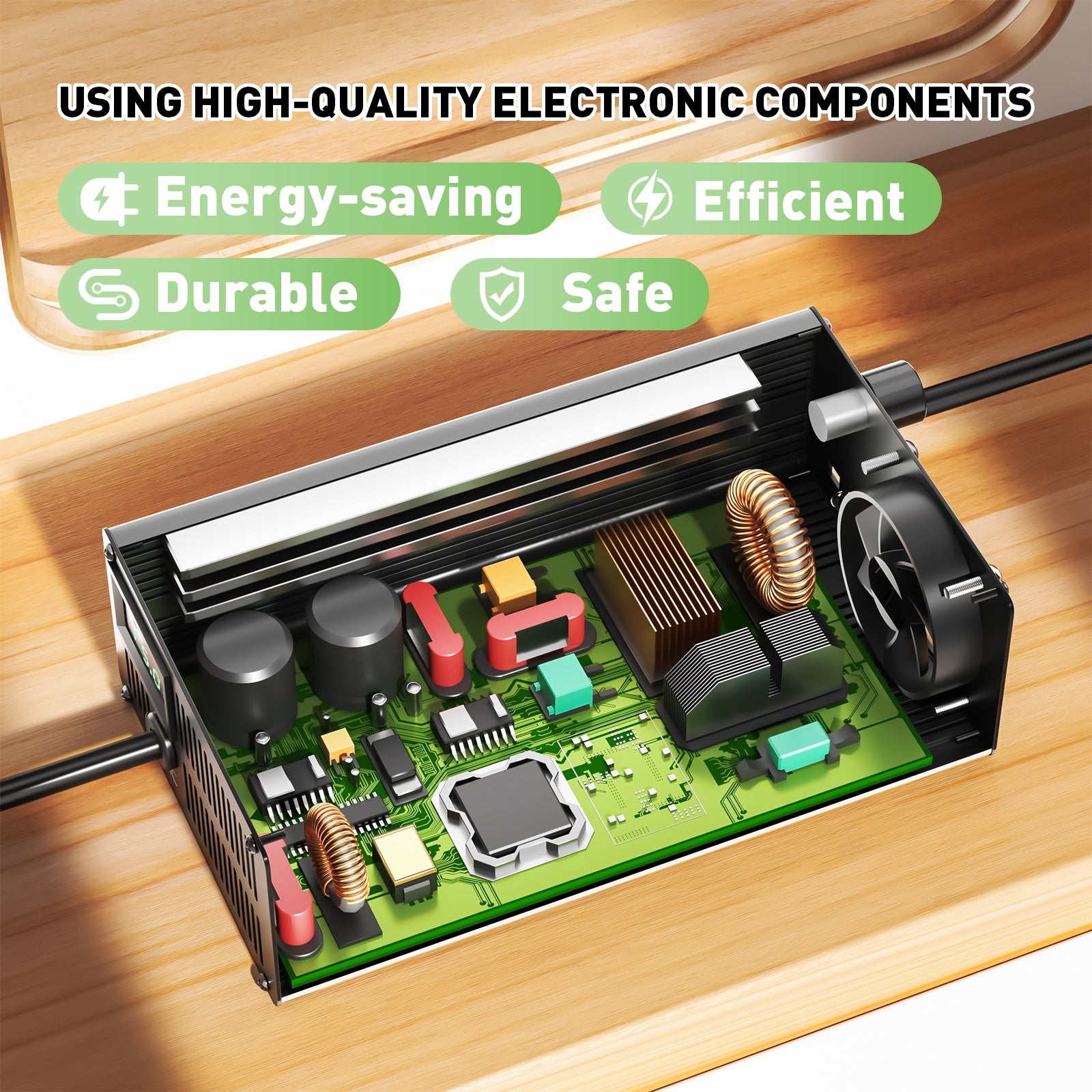 Chargeur de batterie lithium-ion NOEIFEVO 60V 18S 15A, tension de sortie 75,6V, réglage du courant 1-15A, charge lente et charge rapide (MLC1300)