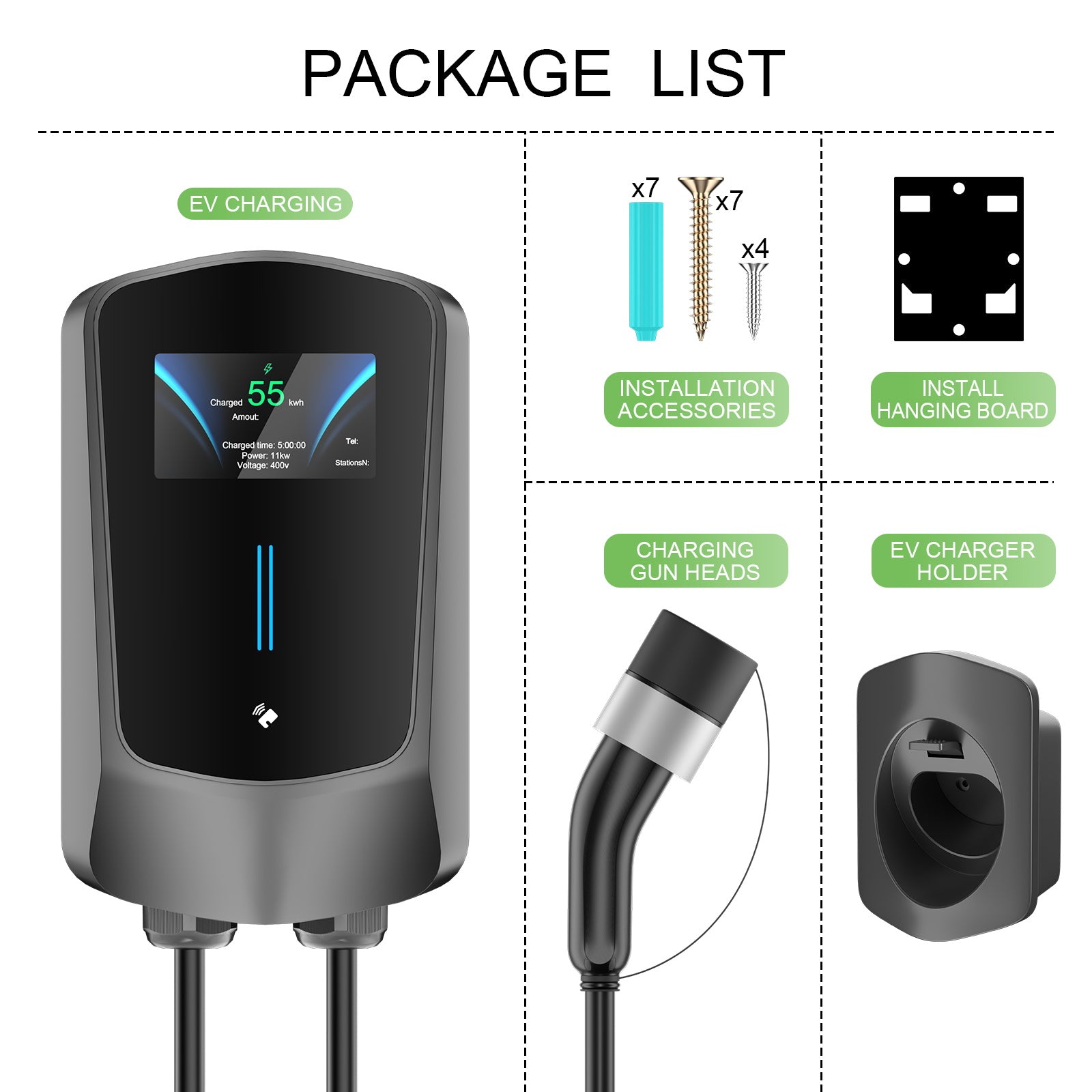 Noeifevo Q6 7KW 11KW 22KW EV wallbox recharge de Station,5M étanche charge de câble rapide,WiFi en option