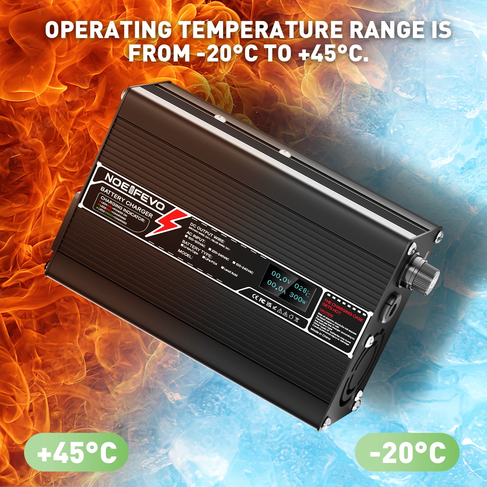 NOEIFEVO 29,4V 2A litiumladdare för 7S 25,9V Li-Ion Lipo-batterier, med LCD-skärm, kylfläkt och automatisk avstängning