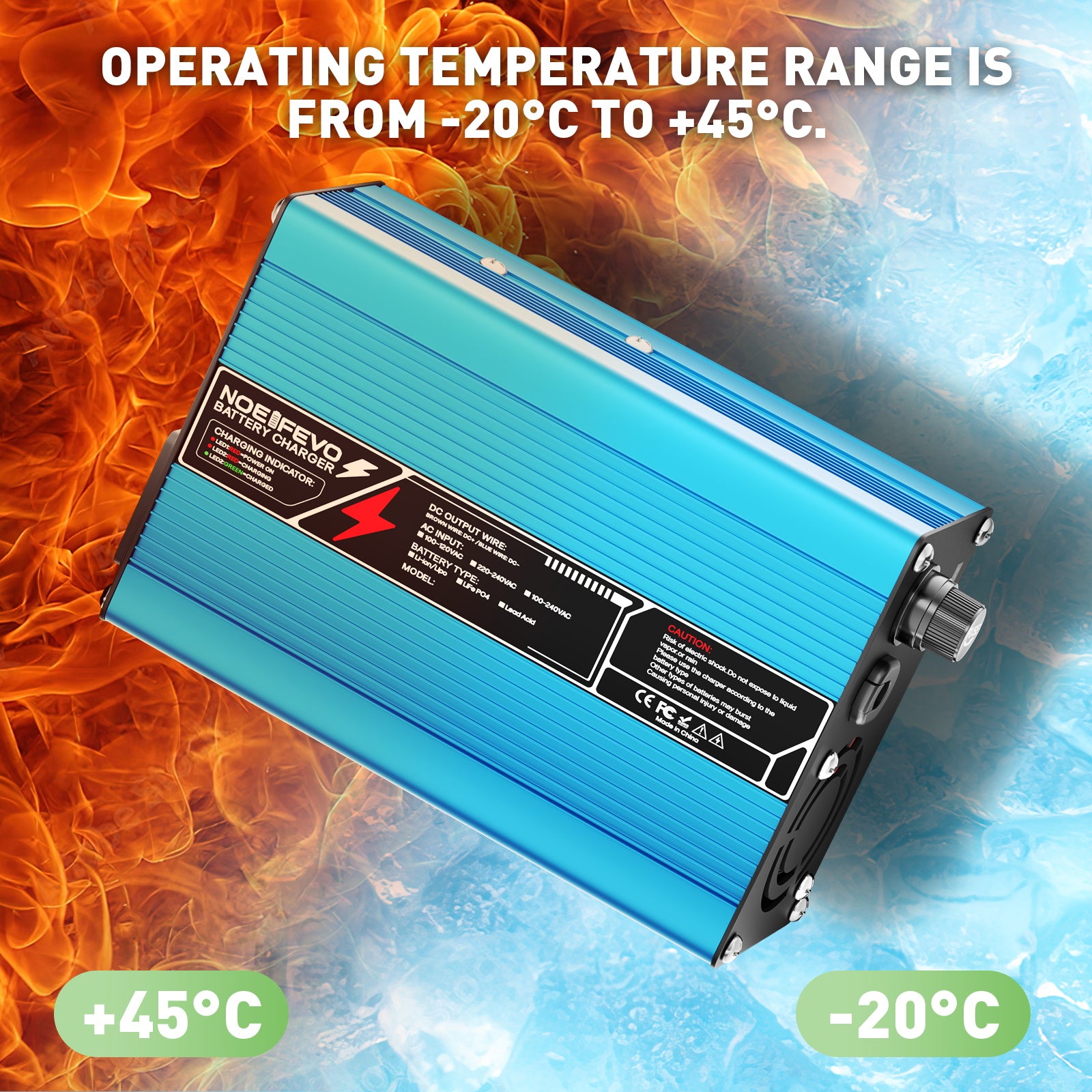 NOEIFEVO 25.2V 2A 3A 4A 5A Litiumladdare för 6S 22.2V Li-Ion Lipo-batterier, kylfläkt, automatisk avstängning (BLÅ)