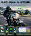 NOEIFEVO MT9B Motorcykel-Carplay-skärm med dödvinkelvarningsfunktion, trådlös CarPlay och Android Auto, bärbar vattentät 6,3-tums pekskärm, förbättrad dubbel Bluetooth, navigation