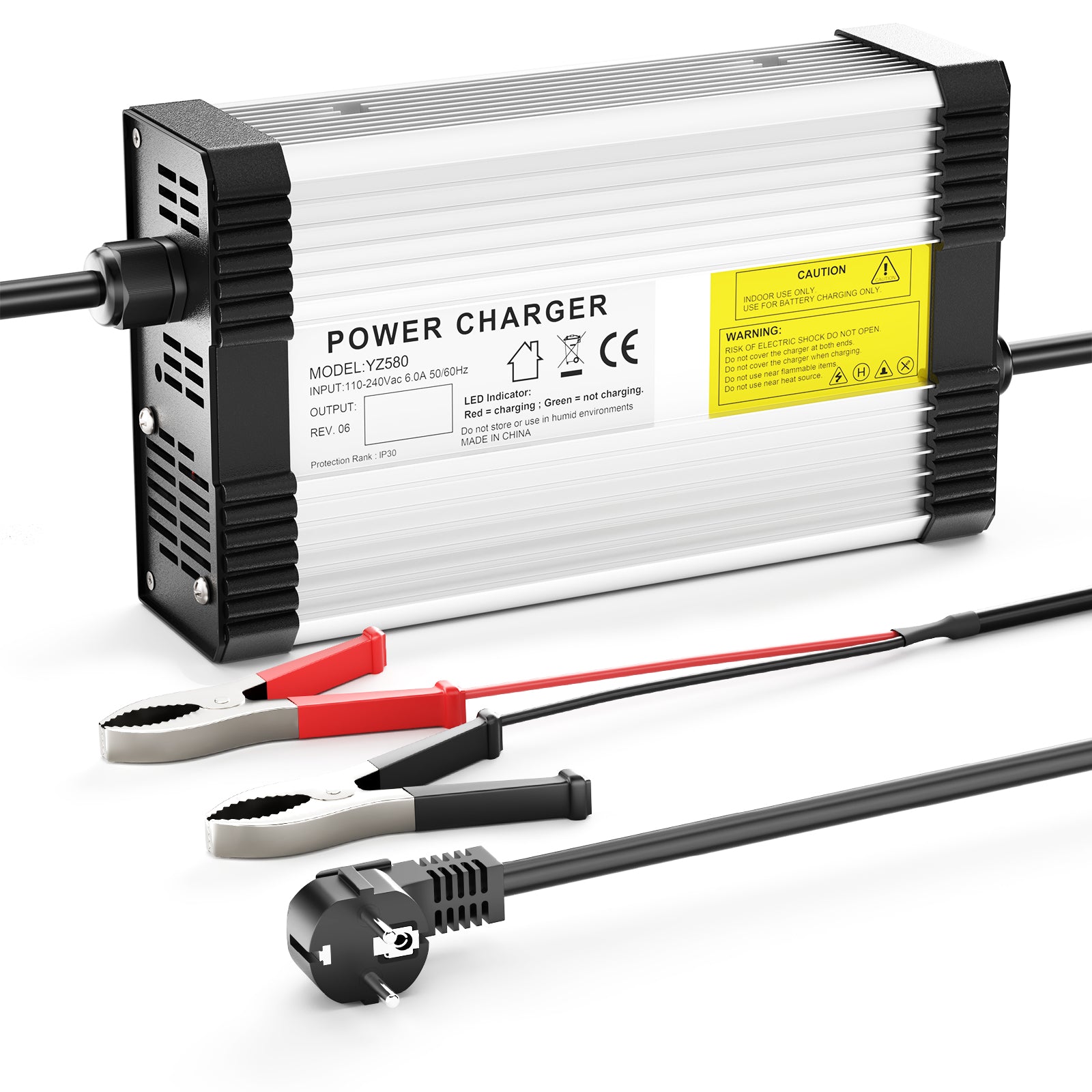 NOEIFEVO 27,6V-29,4V 14A Chargeur de batterie au plomb-acide  pour batteries au plomb-acide de 24V, avec ventilateur de refroidissement et arrêt automatique.