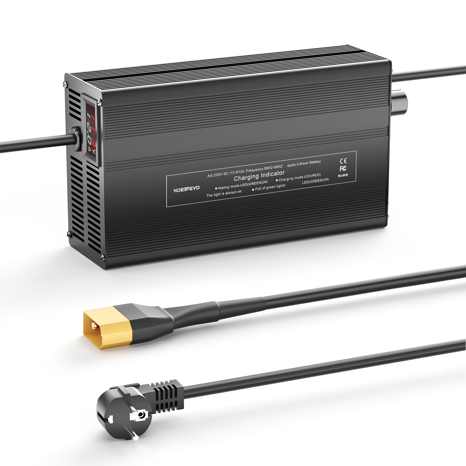 NOEIFEVO 113.4V  1A-12A Lithium-Batterieladegerät für 99.9V (96V) 27S Lithium-Li-Ionen-Lipo-Batterie, LCD-Anzeige, Strom einstellbar