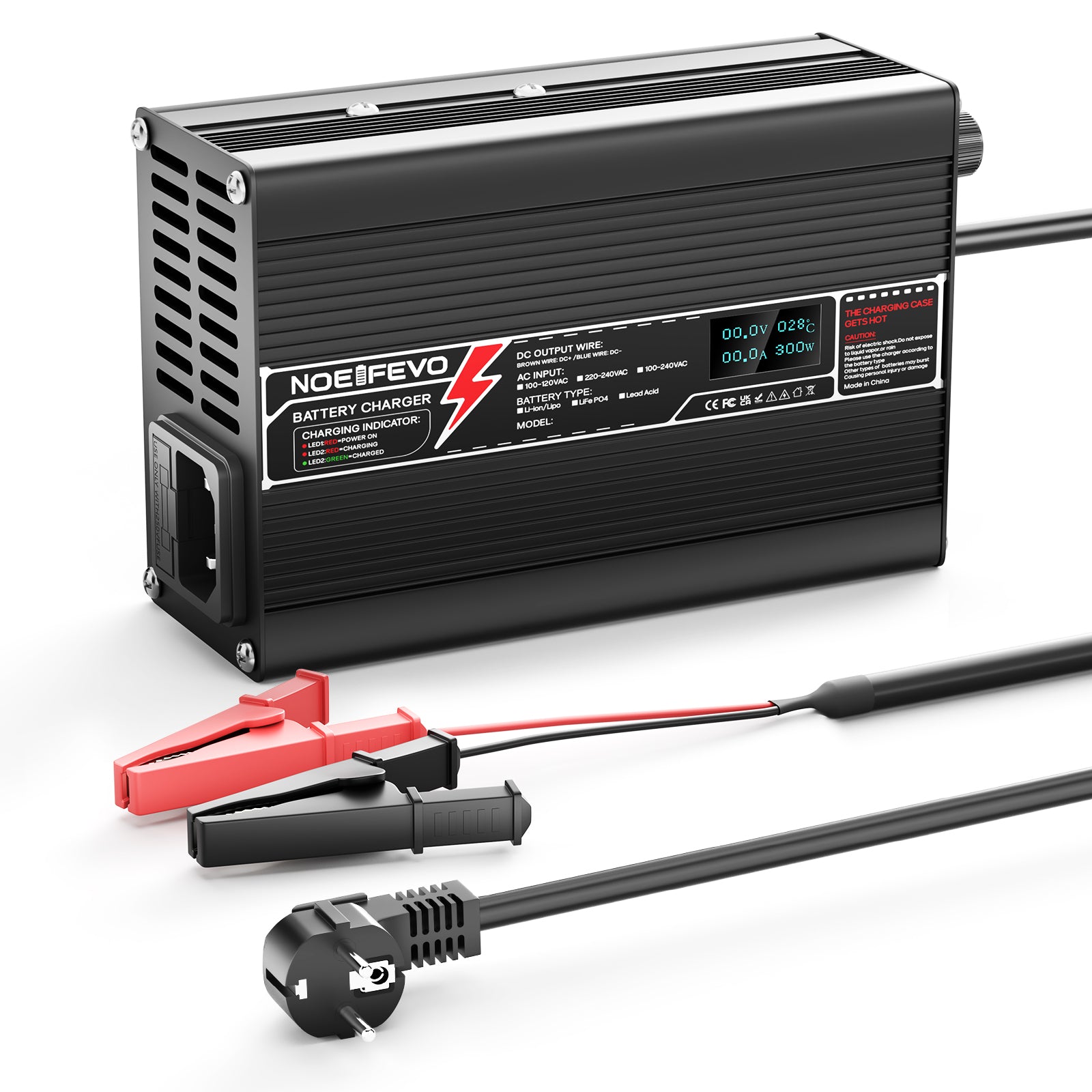 NOEIFEVO 25,2 V 3A lithium au Chargeur pour batteries Lipo Li-Ion 6 S 22,2 V, avec écran LCD, ventilateur de refroidissement, arrêt automatique