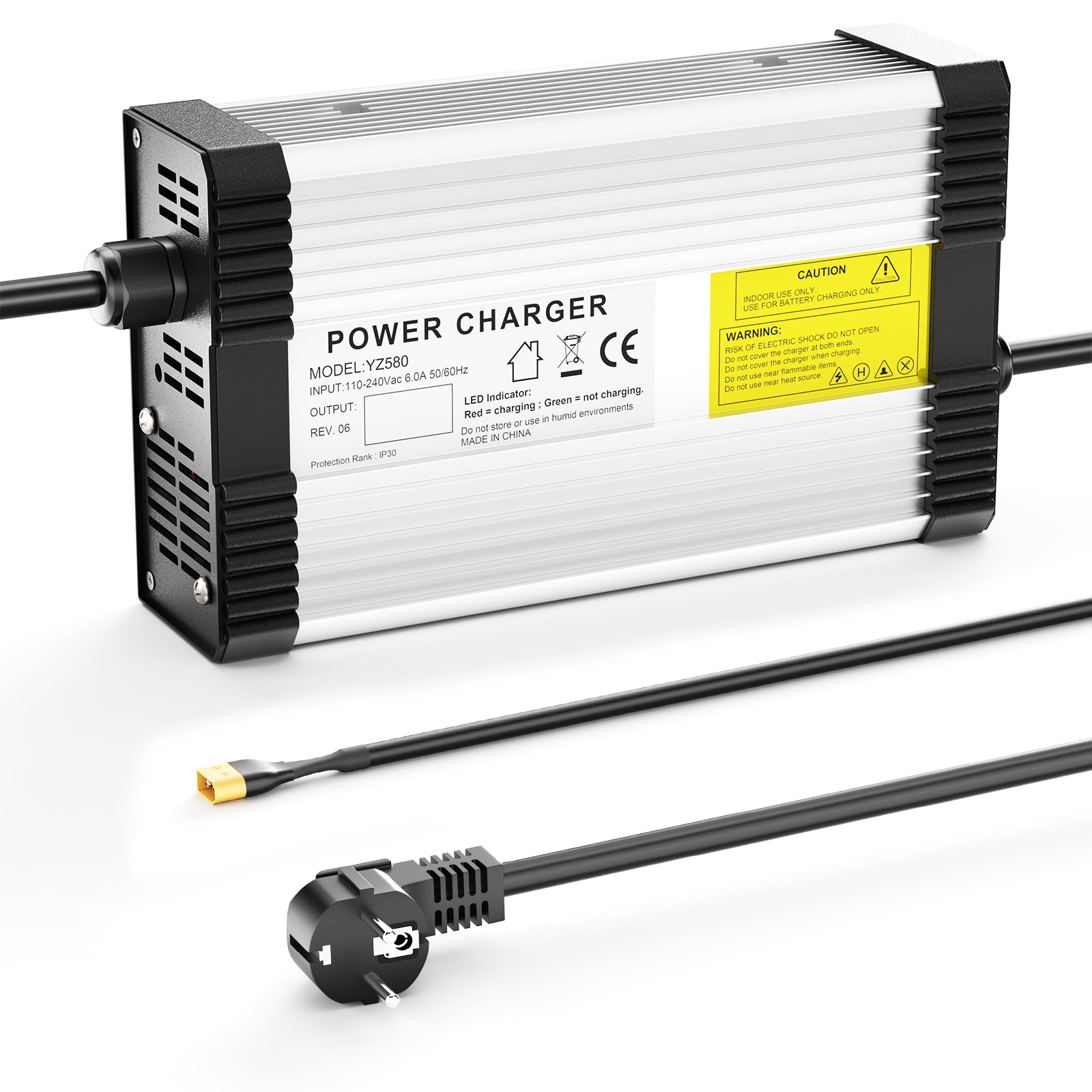 NOEIFEVO 27,6V-29,4V 14A Chargeur de batterie au plomb-acide  pour batteries au plomb-acide de 24V, avec ventilateur de refroidissement et arrêt automatique.