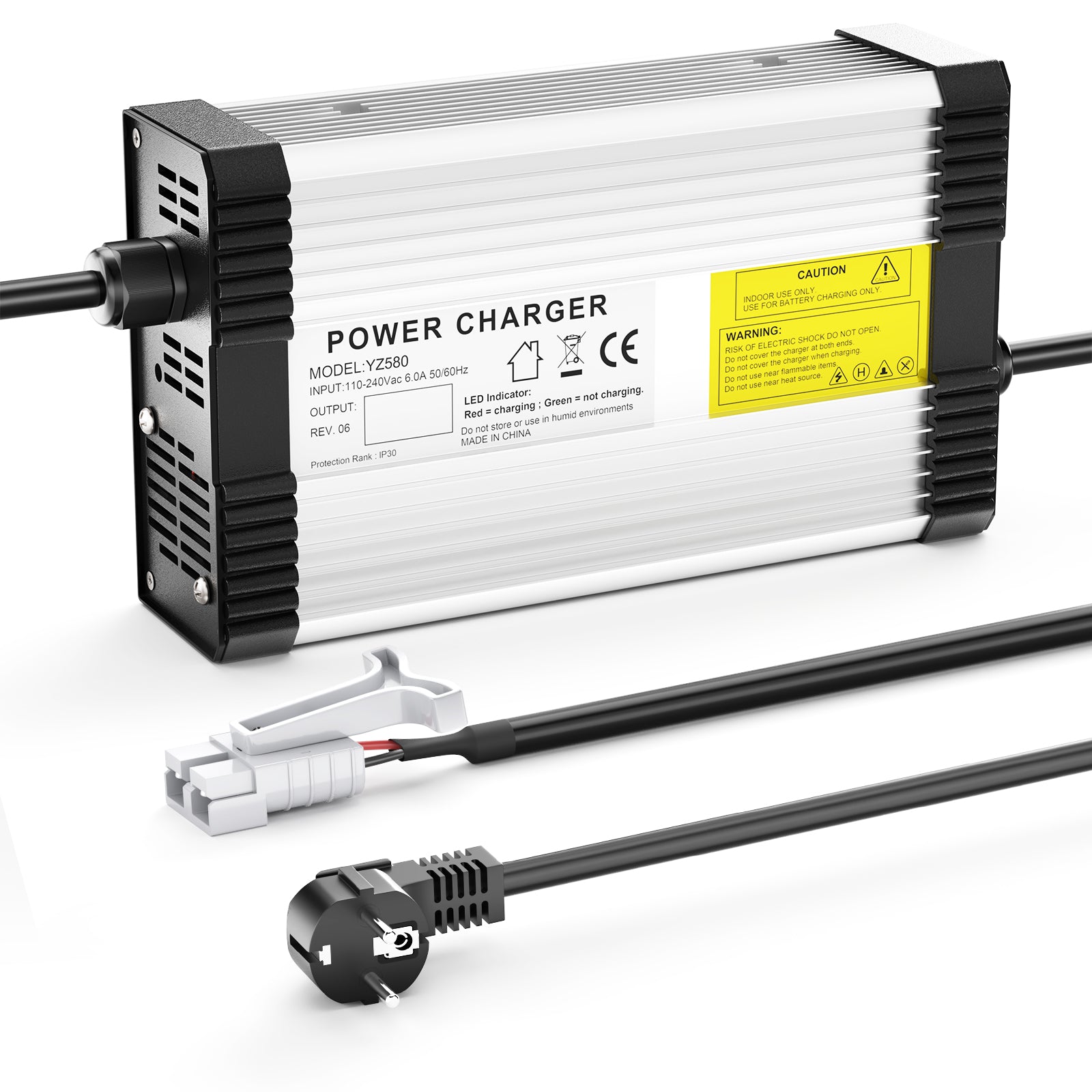 NOEIFEVO 12,6V 20A Lithium-batterioplader til 3S 11,1V 12V Lithium-batteri, med køleventilator og automatisk slukning.