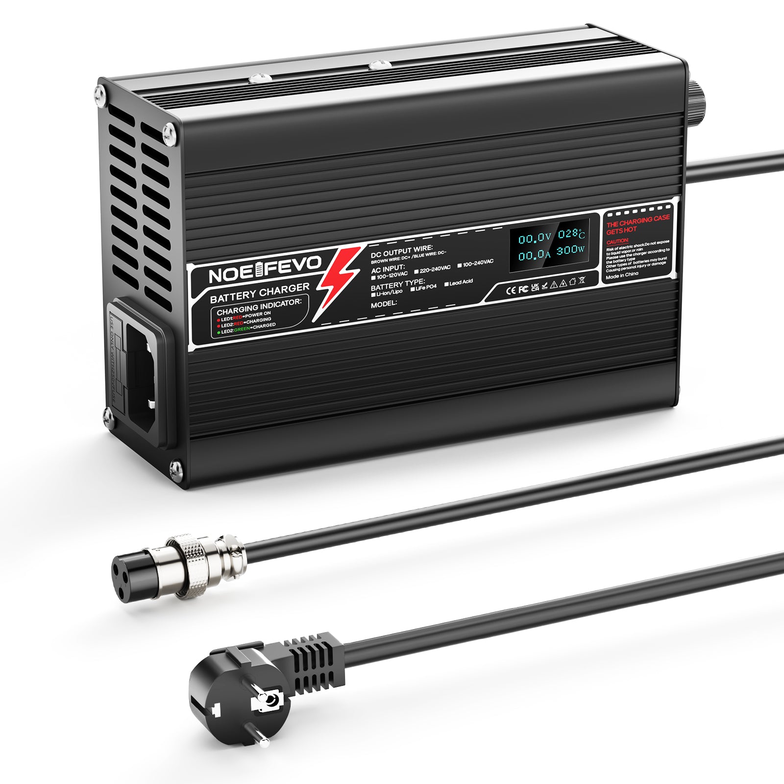 NOEIFEVO 25,2 V 2A lithium au  Chargeur pour batteries Li-Ion Lipo 6 S 22,2 V, avec écran LCD, ventilateur de refroidissement, arrêt automatique