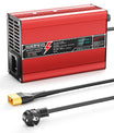 NOEIFEVO 50.4V 2A 2.5A 3A Lithium-nabíječka pro 12S 44.4V Li-Ion Lipo-baterie, s LCD displejem, chladicím ventilátorem, automatickým vypnutím(ČERVENÁ)