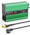 מטען ליתיום NOEIFEVO 54.6V  2A 2.5A 3A עבור סוללות Li-Ion Lipo 13S 48.1V, מאוורר קירור, כיבוי אוטומטי (ירוק)