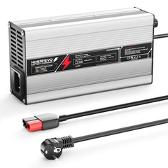 NOEIFEVO 84V 5A Lithium-Batterieladegerät für 74V (72V) 20S-Batterie, automatische Abschaltung, Aluminiumgehäuse, mit Lüfter (Silber)