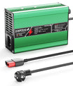 NOEIFEVO Chargeur Lithium 33.6V 2A 3A 4A 5A pour batteries Li-Ion Lipo 8S 29.6V, ventilateur de refroidissement, arrêt automatique (VERT)