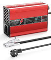 NOEIFEVO 42V 2A 3A 3.5A 4A Caricabatterie al Litio per batterie Li-Ion Lipo 10S 37V, Ventola di raffreddamento, Spegnimento automatico (ROSSO)