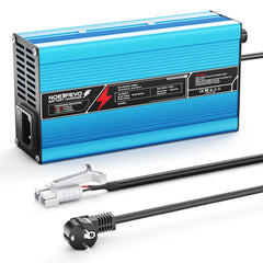 NOEIFEVO 12V 20A Chargeur de batterie au plomb-acide, tension de charge 13,8V-14,7V, arrêt automatique, boîtier en aluminium, avec ventilateur (bleu)