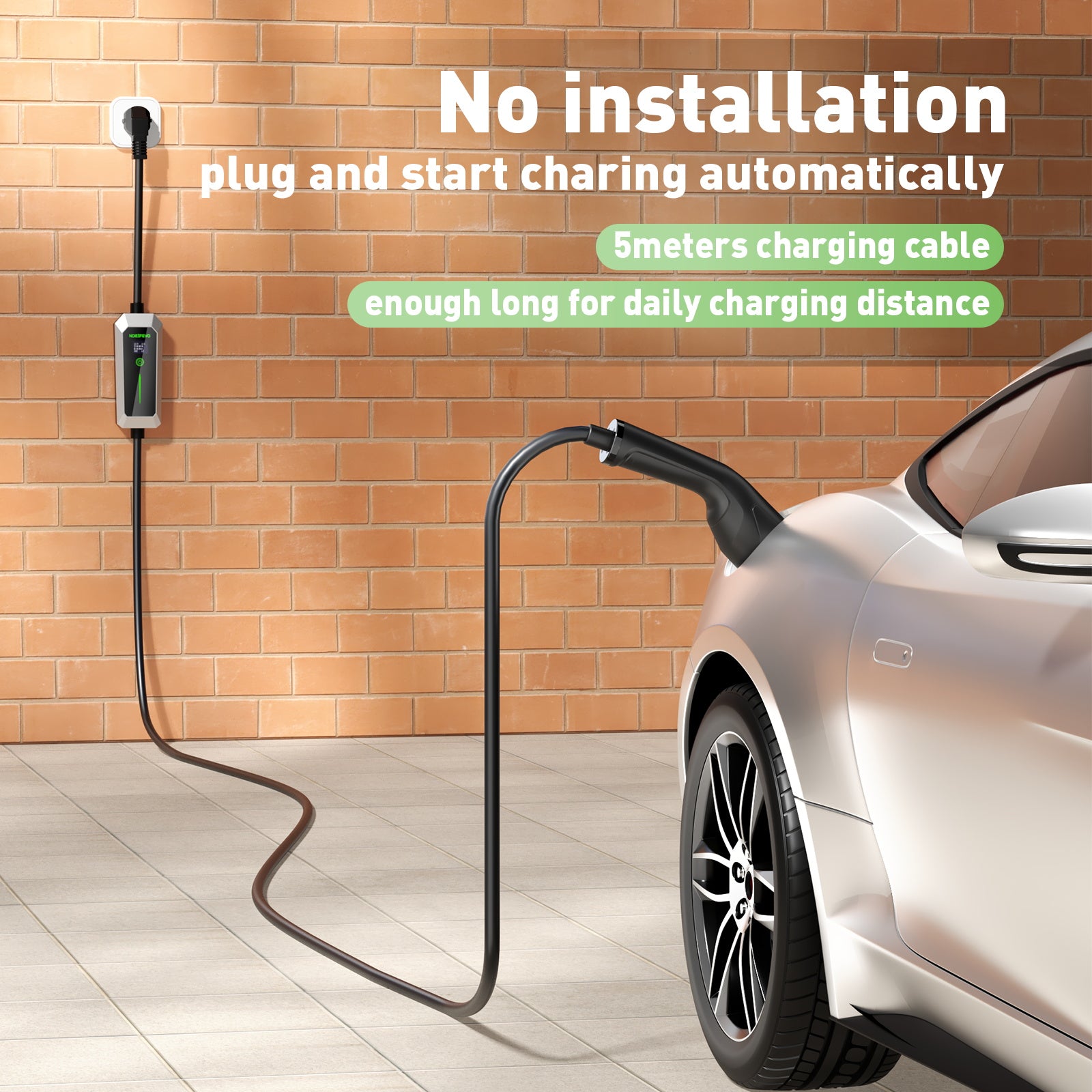 NOEIFEVO Chargeur EV de type 2 3.5 kW, câble de charge EV mobile avec Schuko, câble de charge 5M/10M, résistant à la pluie