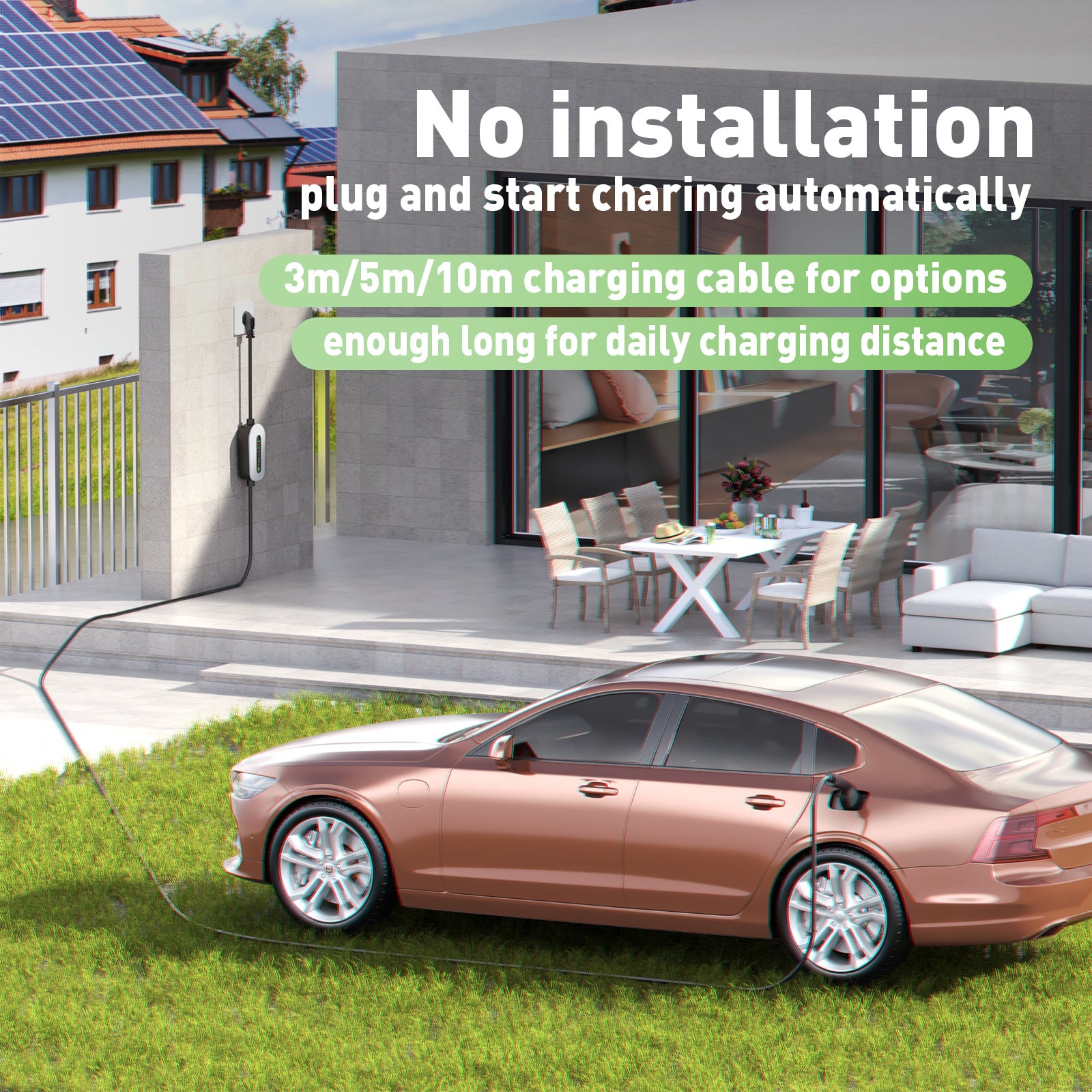 NOEIFEVO F095 3.68KW Typ2 Mobile Wallbox mit Reiseadapter, Typ 2 Zu Schuko EV Ladekabel für Elektrofahrzeug , 6A bis 16A einstellbarer Strom, 4m/6m/11m Type-2-Männlich zu Type-2-Weiblich Ladekabel