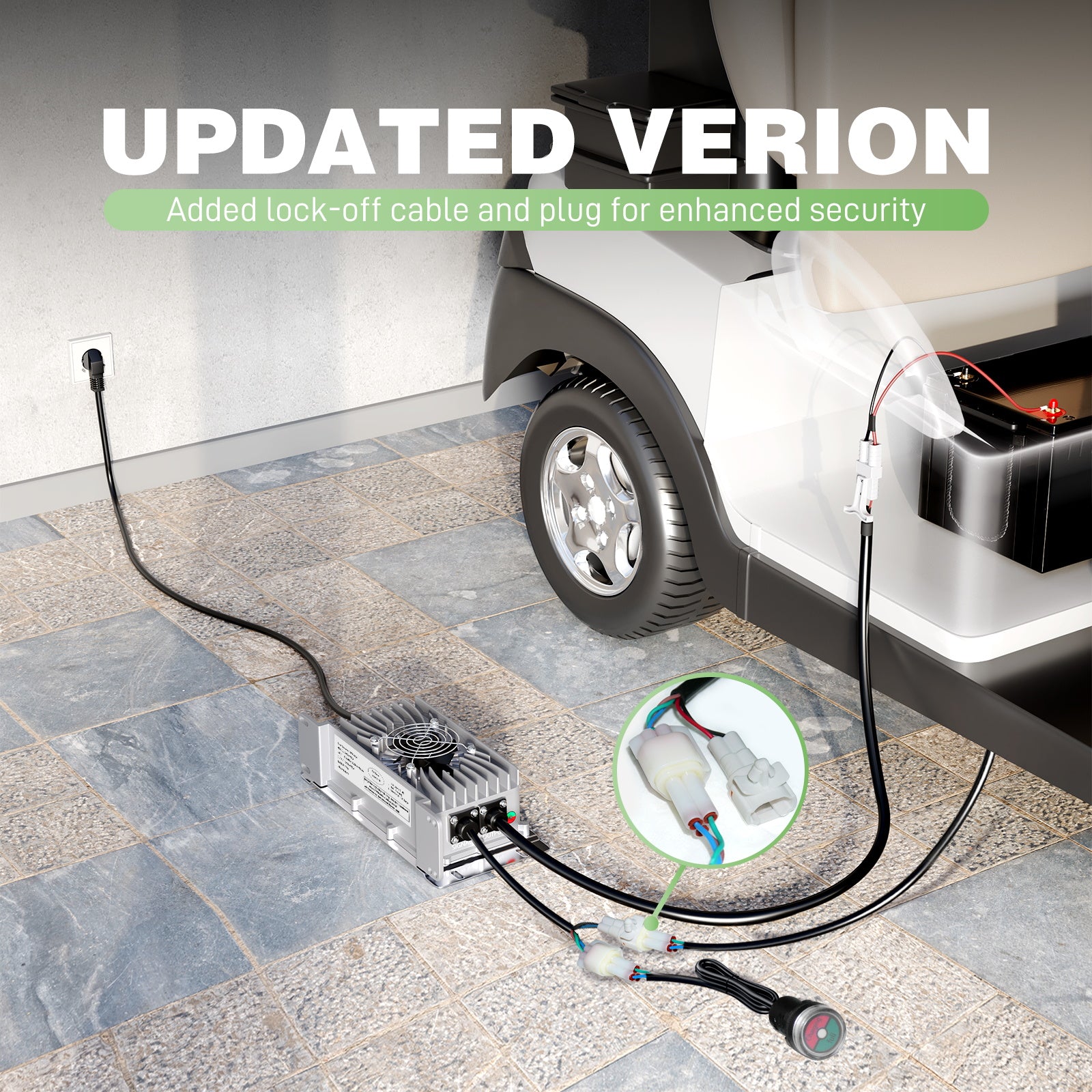 NOEIFEVO Chargeur de batterie Lithium-Lifepo4 48V 25A, avec une tension de charge de 58,4V pour batterie 48V (51,2V) 16S, étanche, activation BMS à 0V, avec câble de verrouillage pour véhicules électriques, vélos électriques et chariots de golf