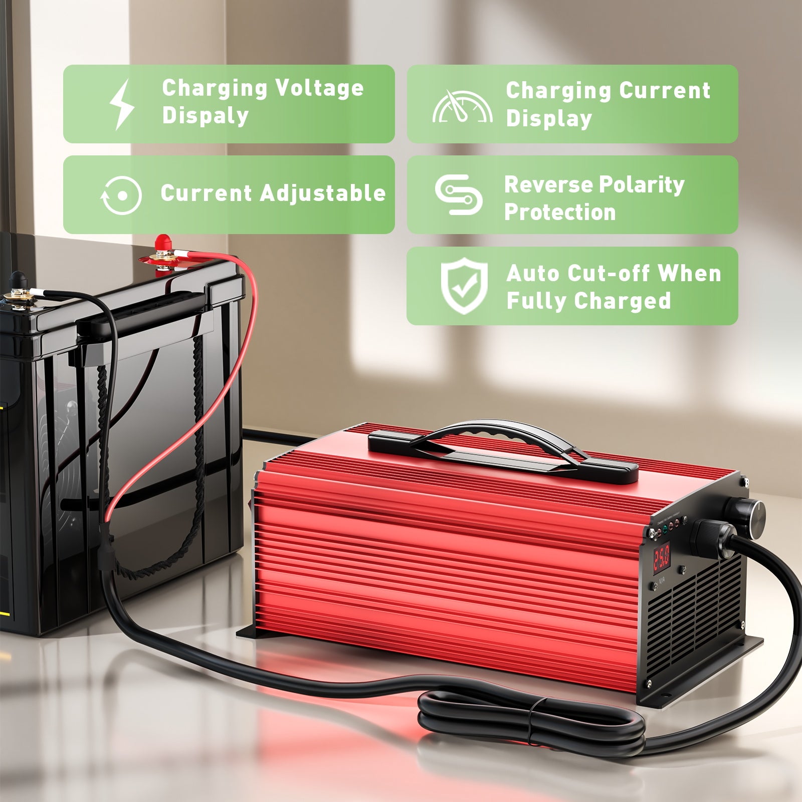 NOEIFEVO 54.6V 25A Chargeur de batterie lithium pour batterie lithium-ion-lipo 48.1V (48V) 13S, écran LCD, courant réglable, chargeur pour vélo électrique, scooter, moto électrique