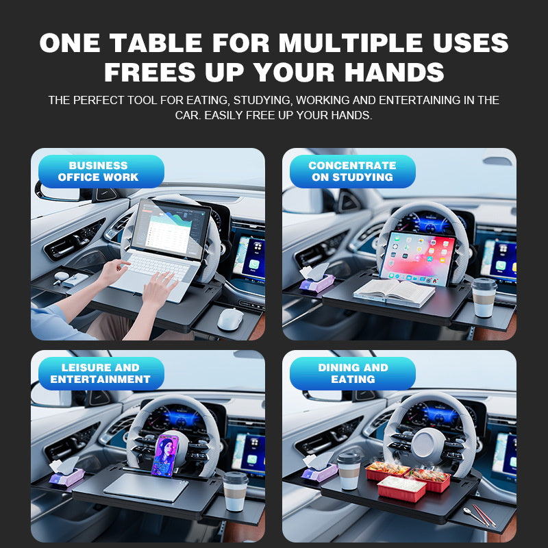 Multifunctionele stuurtafel voor in de auto – ideaal om te eten, werken of als laptopsteun onderweg Draagbare autotafel voor alle voertuigen