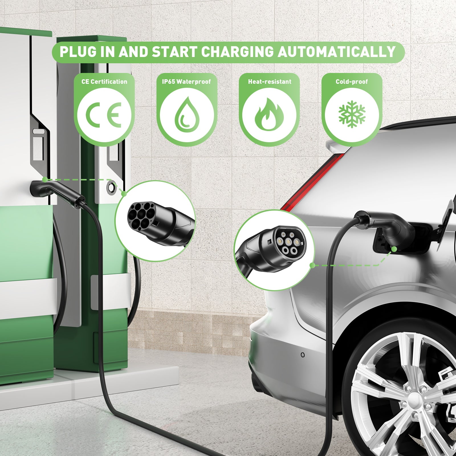 Noeifevo Type 2 chargement de Câble for EV Electric Cars, 22KW 32A/11KW 16A/7KW 32A Pouvoir Rapide Mise en charge Câble