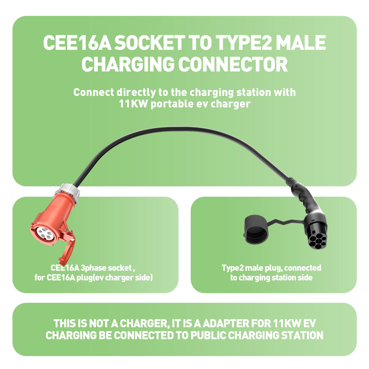 Adaptateur Décharge Type 2 Vers Schuko + Prise Universelle 16A – Charge Publique 3.5kW Pour Voiture Électrique, Moto, Scooter