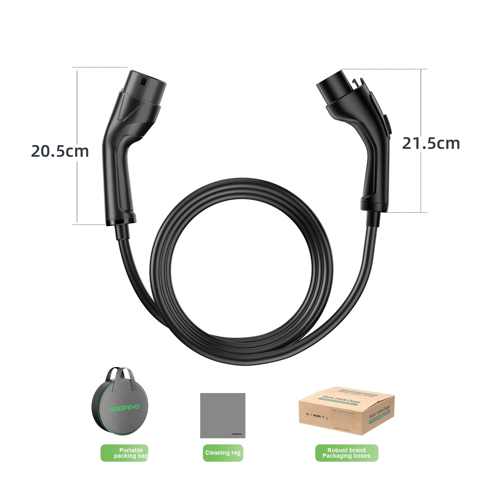 NOEIFEVO Type2 5m/10 EV charge de câble de d'extension  Câble  pour station de charge/boîte murale, 3,5KW/7KW/11KW/22KW