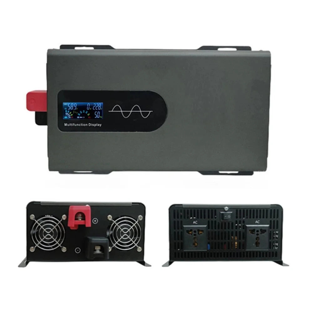 Inverter da 12V 24V 48V 60V 72V 96V a 230V, convertitore di tensione da 5000W a 12000W, inverter a onda sinusoidale pura con display LCD della tensione