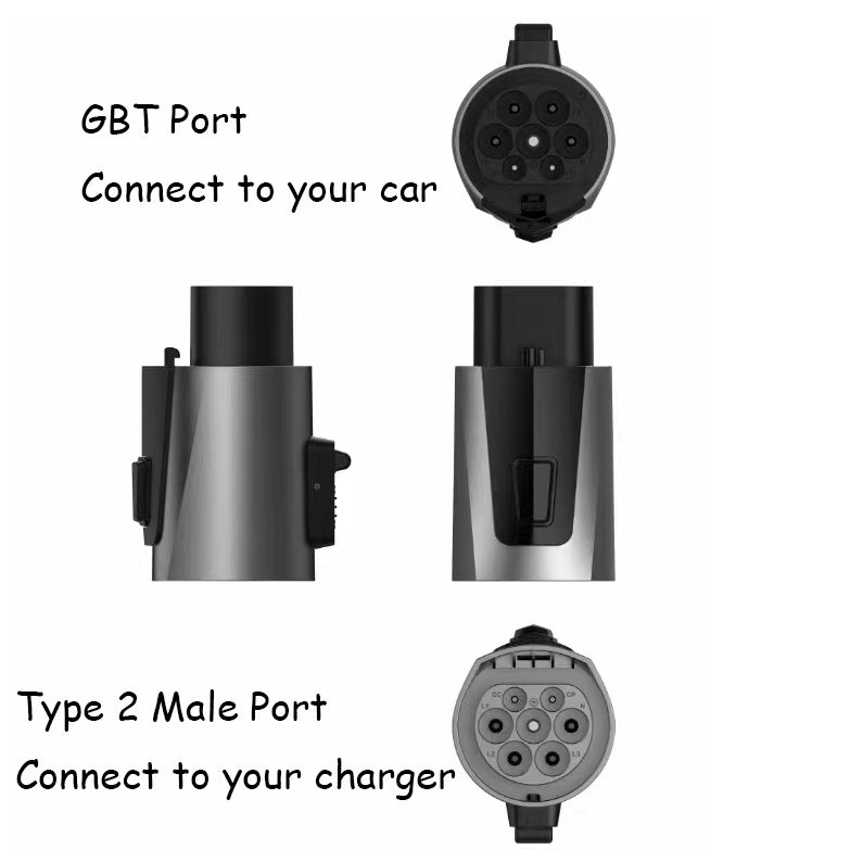 Adaptateur Type2 vers GB/T EV 22KW 32A pour chargeur Type2 EV pour véhicules électriques chinois