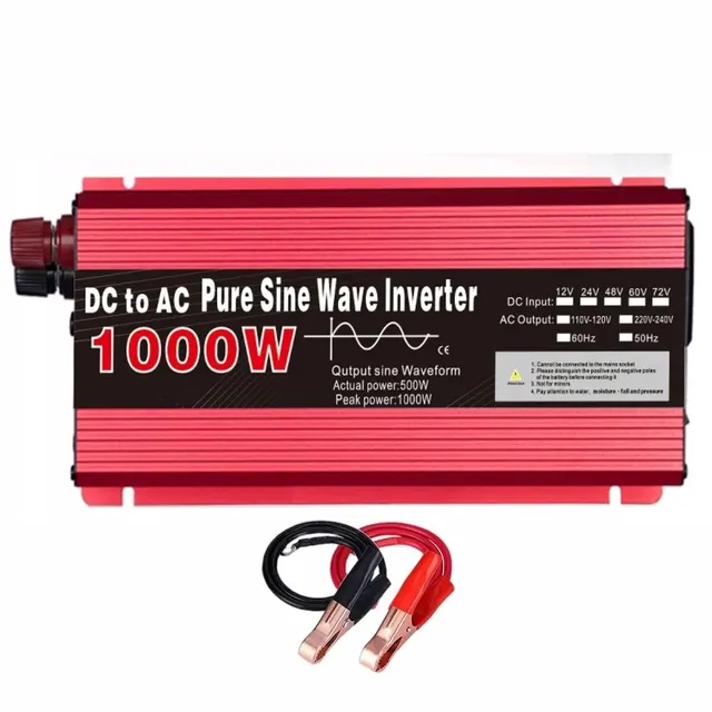 12 V AC 220 V puhdas siniaaltoinvertteri, 1000W, 1600W, 2200W, 3000W kannettava virtamuuntaja, autoaurinkoinvertteri