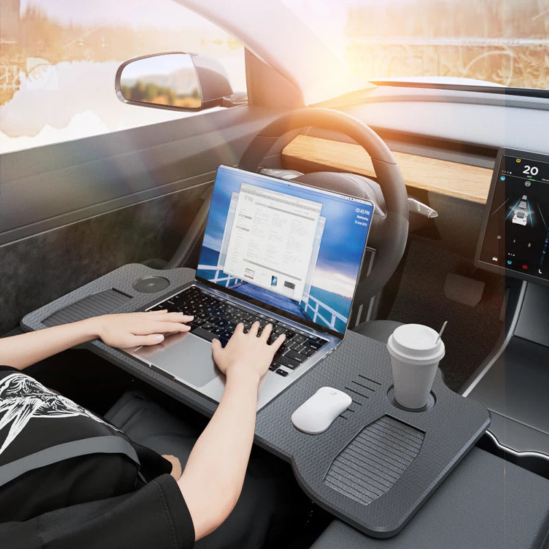 Tragbarer Tisch für Tesla Model 3 / Y / S – Lenkrad-Tisch für Laptop, klappbarer Fronttisch zum Arbeiten und Essen (77,5 × 30 cm)