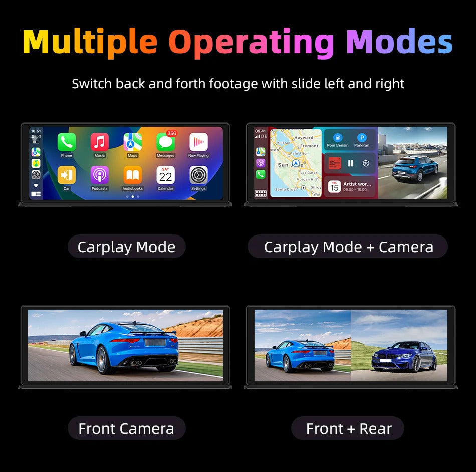 NOEIFEVO 11,3 inch geüpdatete Wireless Carplay scherm voor auto's met 4K Dashcam en 1080p achteruitrijcamera, ondersteuning Apple Carplay & Android Auto autoradio, GPS navigatie/spiegel link/spraakbesturing/FM/Bluetooth